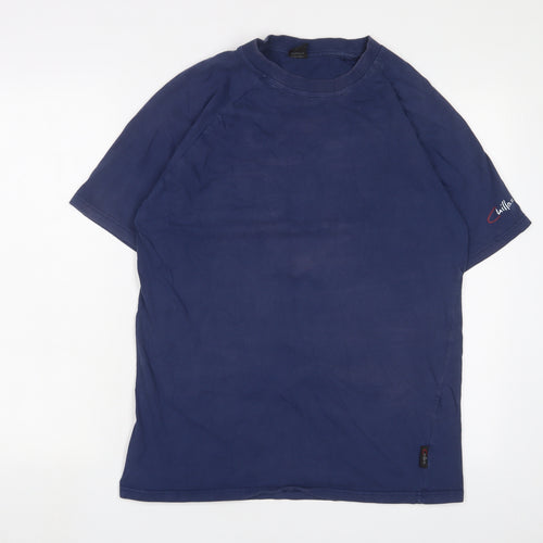 Chilliaz Mens Blue Cotton T-Shirt Size L Crew Neck - Logo