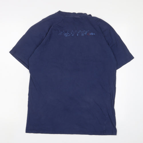 Chilliaz Mens Blue Cotton T-Shirt Size L Crew Neck - Logo