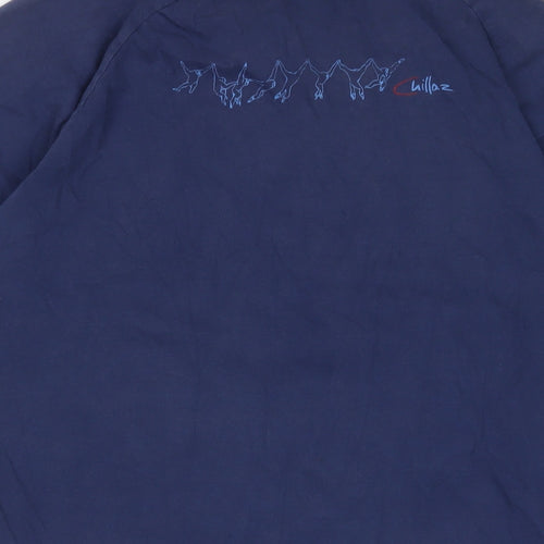 Chilliaz Mens Blue Cotton T-Shirt Size L Crew Neck - Logo