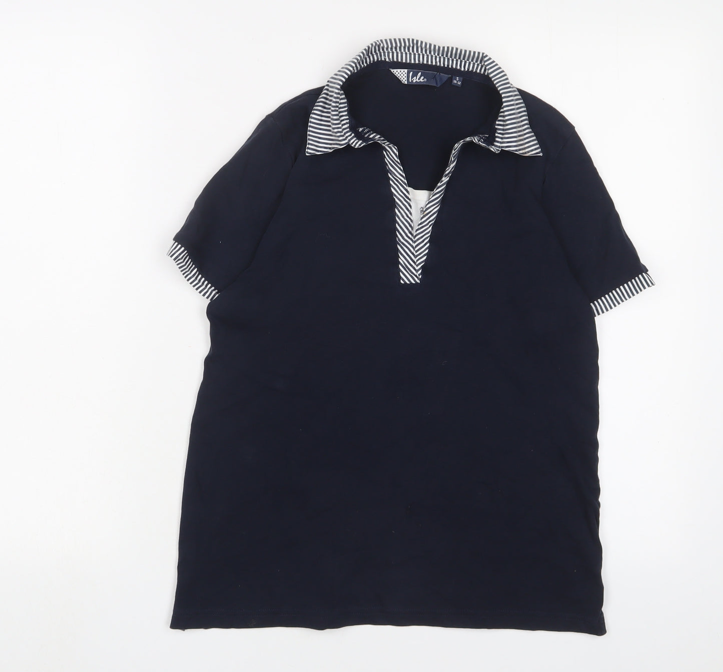 EWM Womens Blue Cotton Basic Polo Size S Collared - 10/12