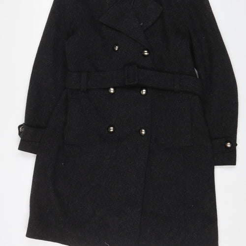 New York & Company Womens Grey Overcoat Coat Size 4 Button - Belted