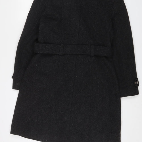 New York & Company Womens Grey Overcoat Coat Size 4 Button - Belted