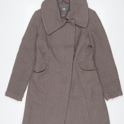 BHS Womens Brown Overcoat Coat Size 10 Button - Pockets