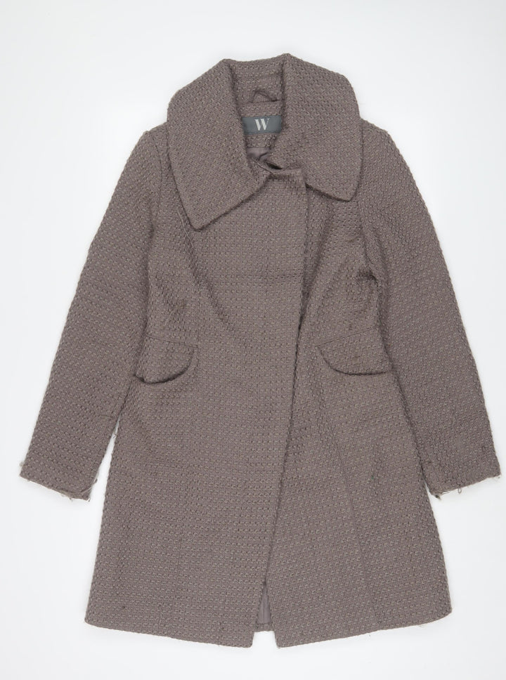 BHS Womens Brown Overcoat Coat Size 10 Button - Pockets