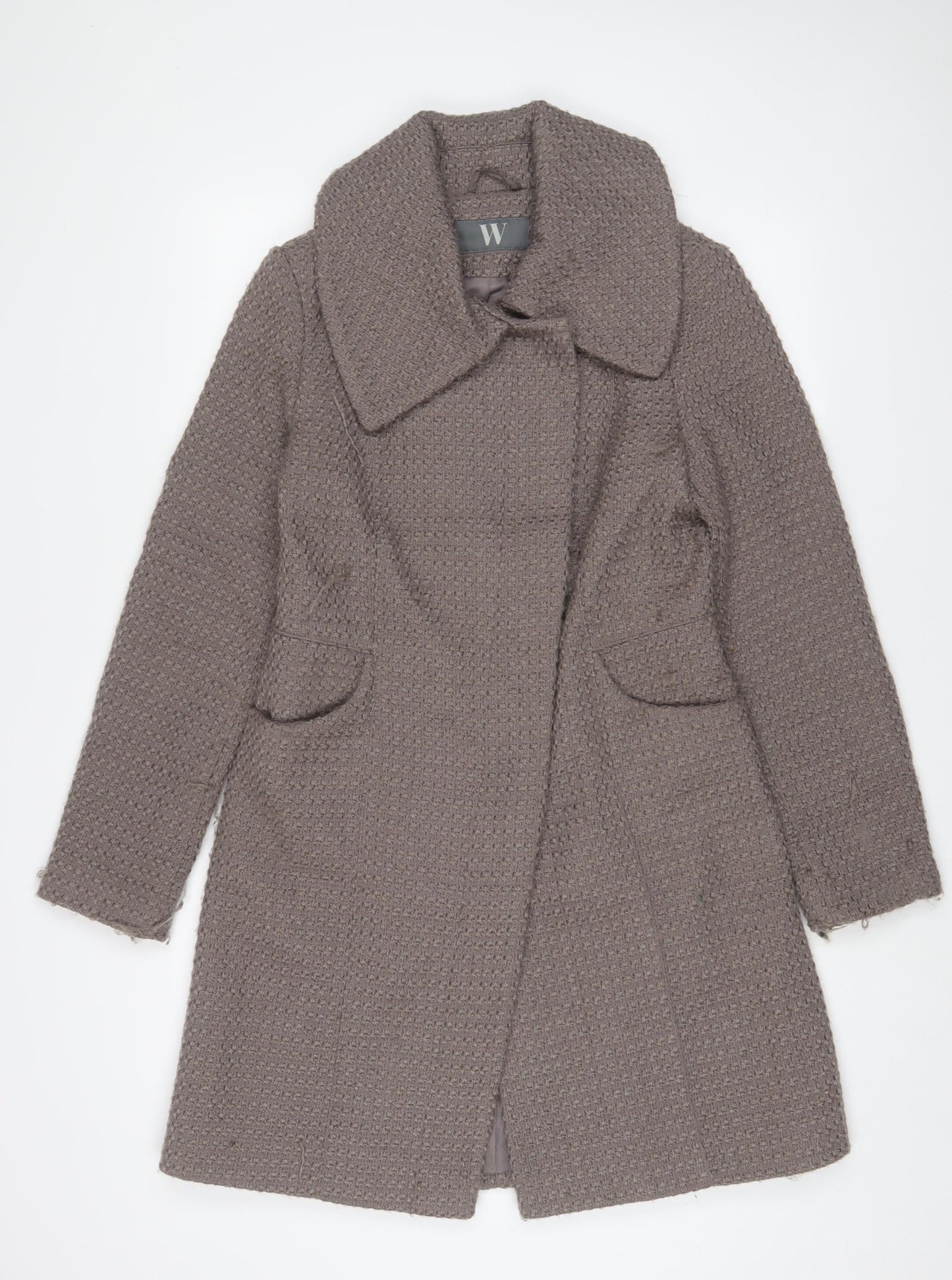 BHS Womens Brown Overcoat Coat Size 10 Button - Pockets