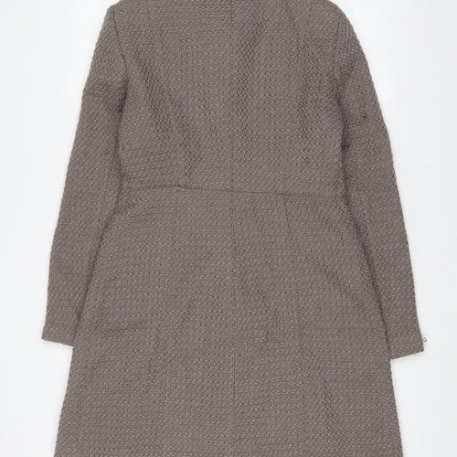 BHS Womens Brown Overcoat Coat Size 10 Button - Pockets