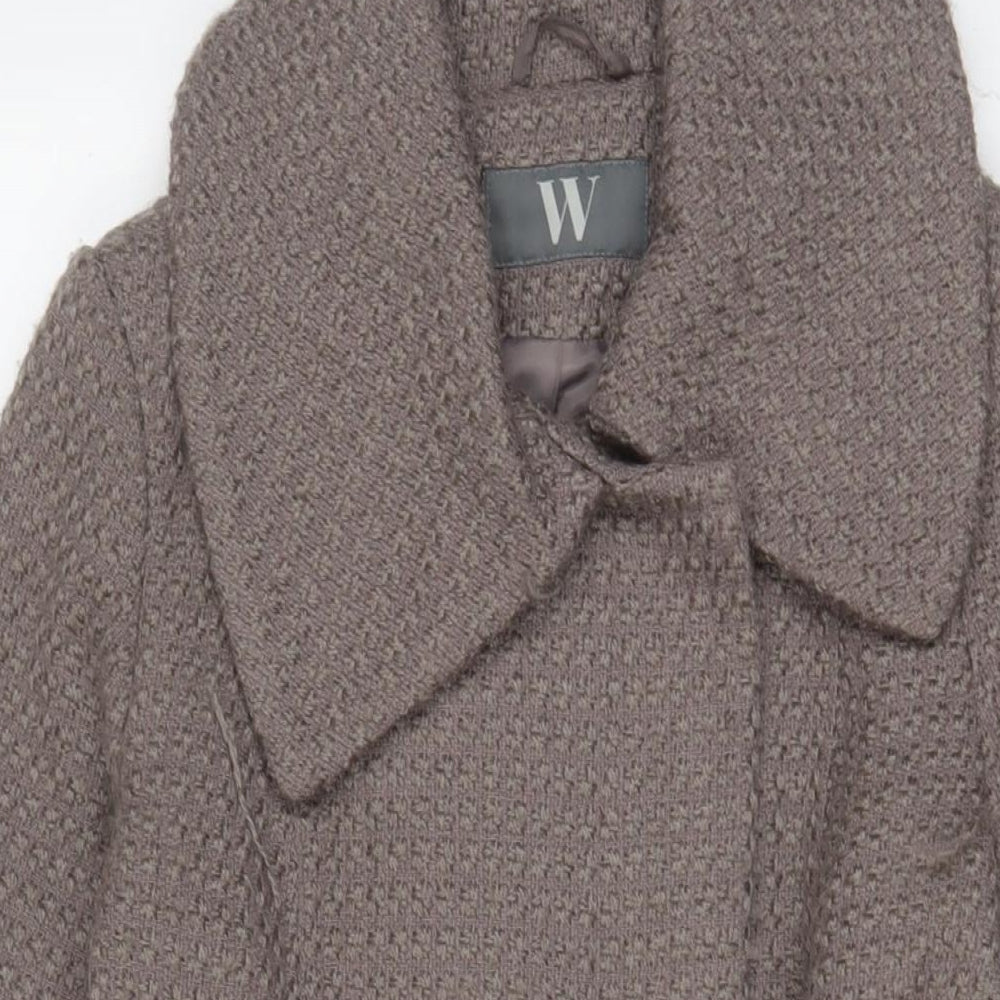 BHS Womens Brown Overcoat Coat Size 10 Button - Pockets