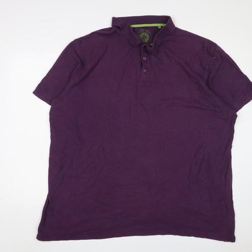 Maine Mens Purple Cotton Polo Size 3XL Collared Button