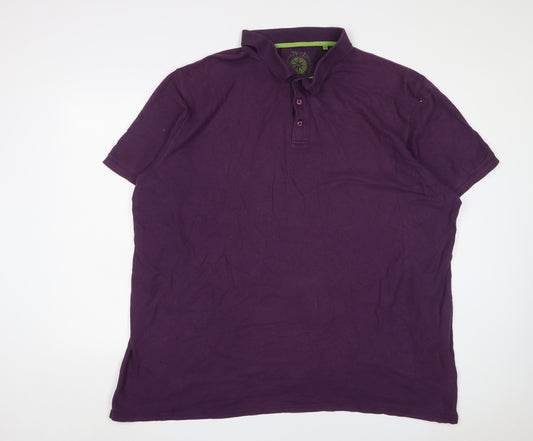 Maine Mens Purple Cotton Polo Size 3XL Collared Button