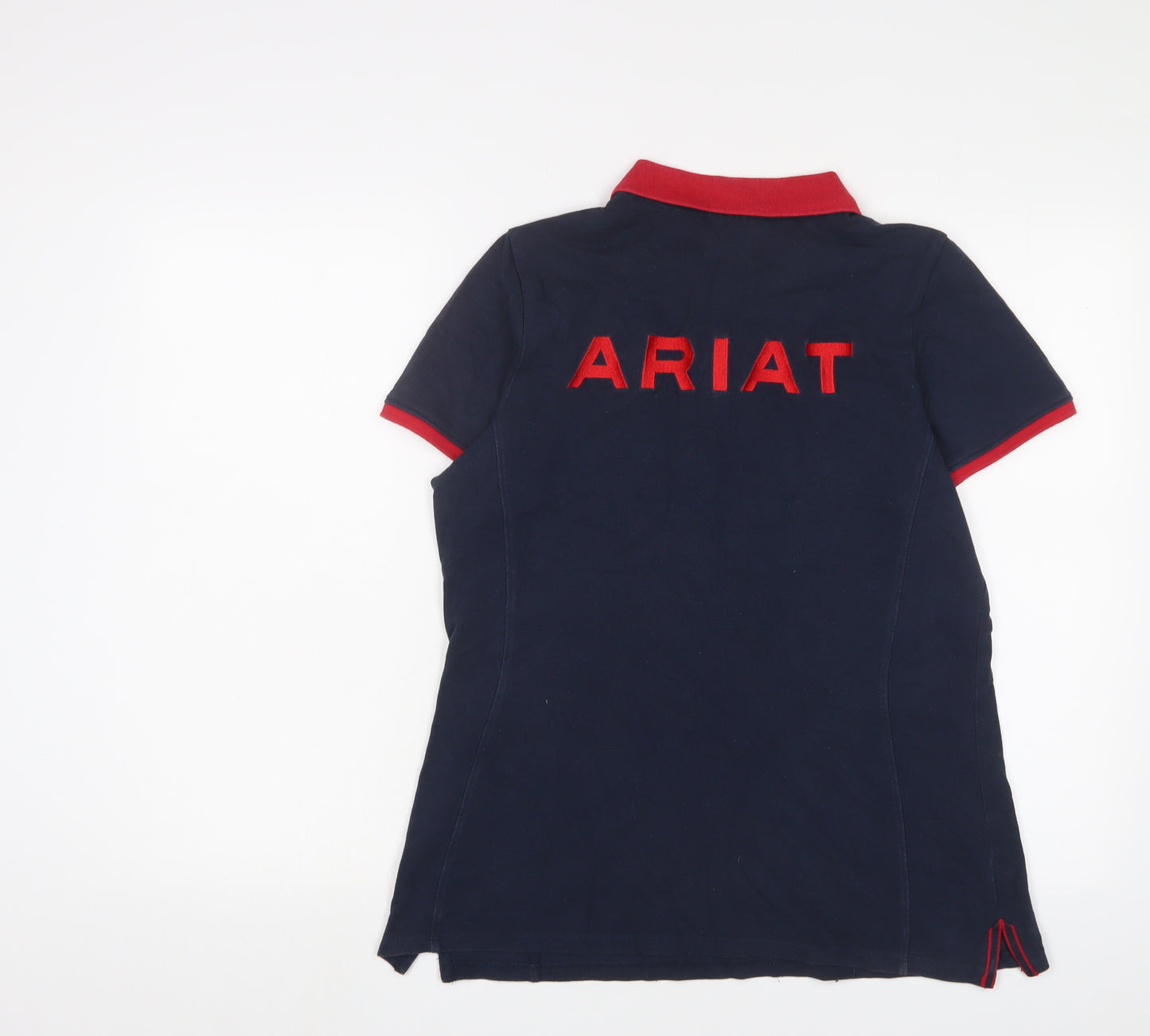 Ariat Womens Blue Cotton Basic Polo Size L Collared - Logo, Embroidered