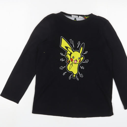 Pokemon Boys Black Solid Polyester Pyjama Top Size 11-12 Years - Embroidered