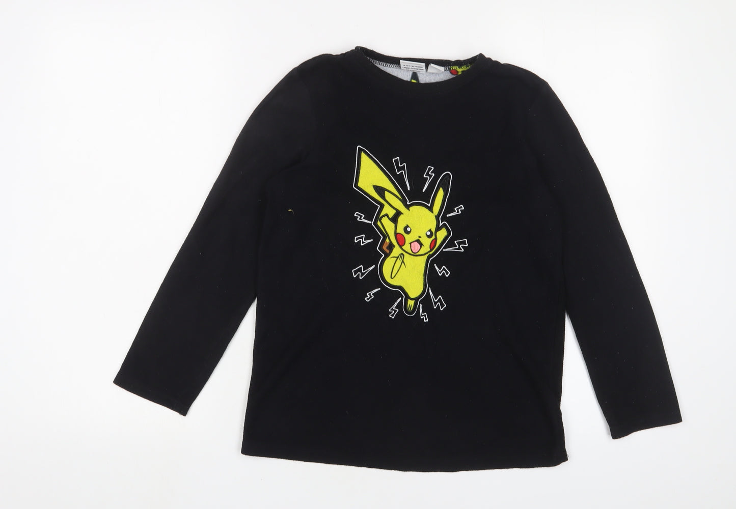 Pokemon Boys Black Solid Polyester Pyjama Top Size 11-12 Years - Embroidered