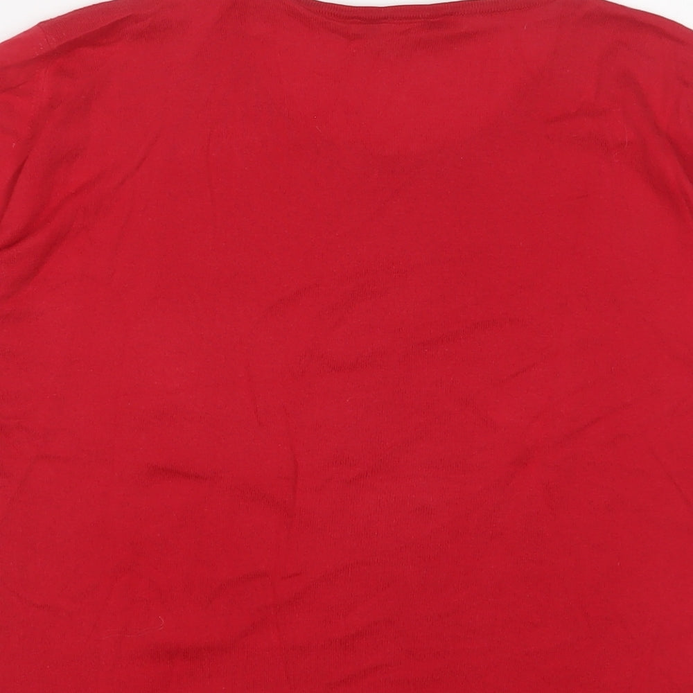 John Smedley Womens Red Cotton Basic T-Shirt Size L Crew Neck