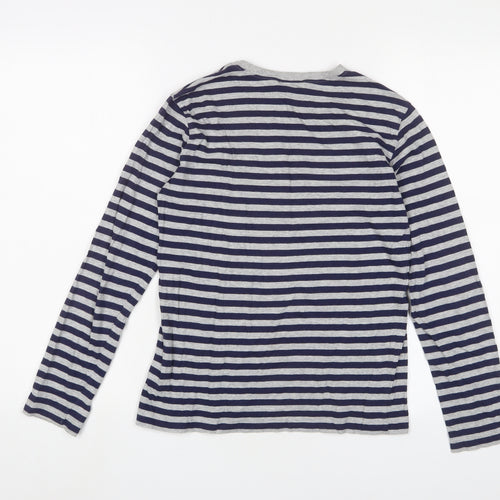United Colors of Benetton Boys Gold Striped Cotton Basic Casual Size 11-12 Years Crew Neck Pullover - Logo, Embroidered