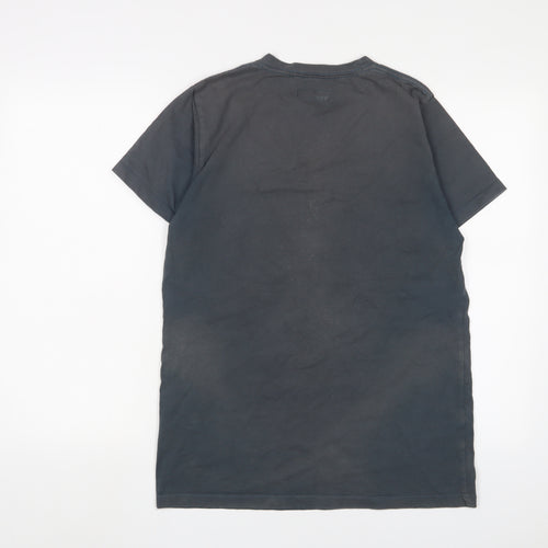 Stone Valley Mens Blue Cotton T-Shirt Size S Crew Neck - Logo, Embroidered