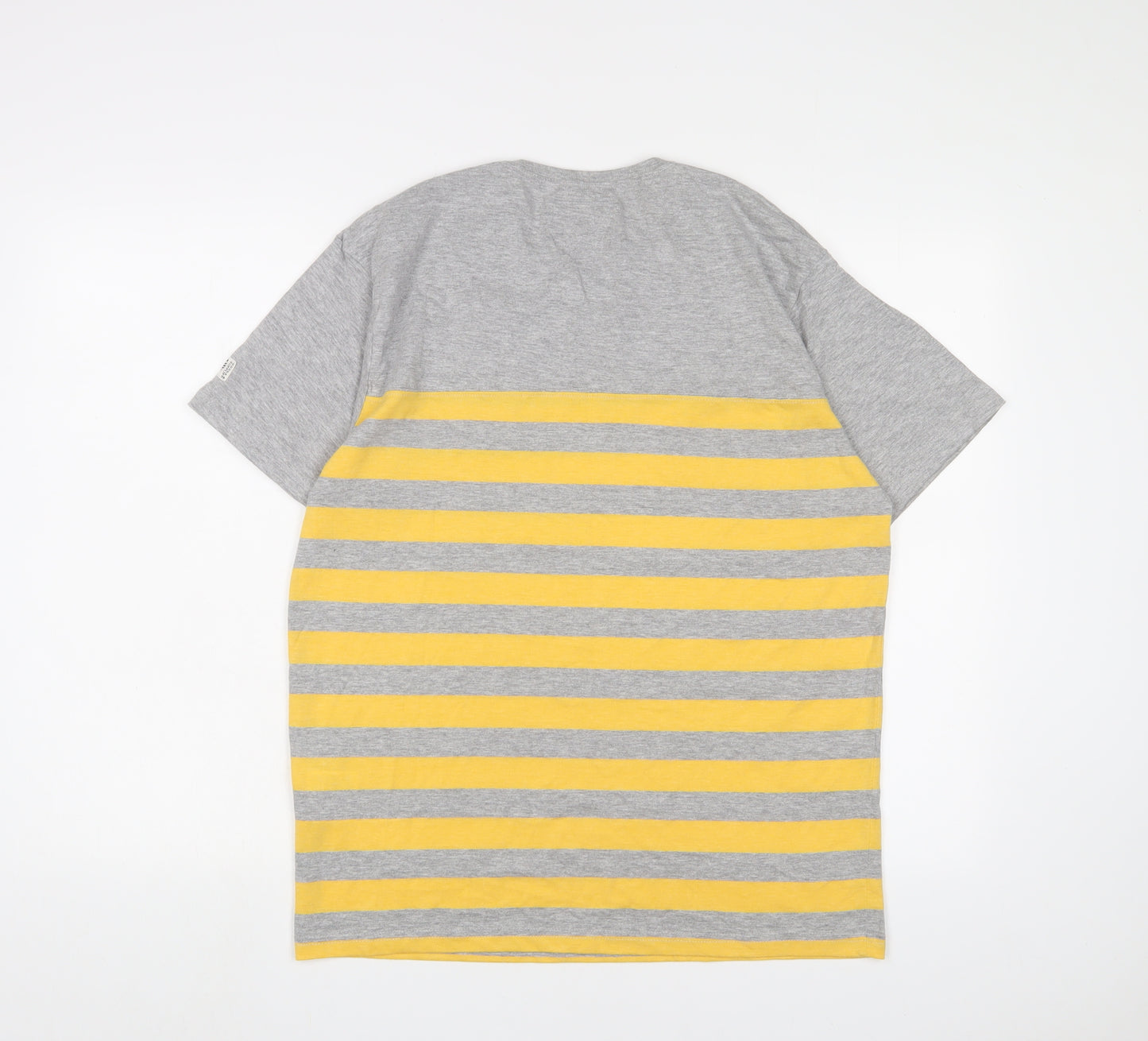 Tokyo Tigers Womens Grey Striped Cotton Basic T-Shirt Size L Crew Neck - Embroidered