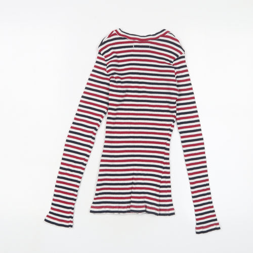 Brave Soul Womens Multicoloured Crew Neck Striped Cotton Pullover Jumper Size M - Stretch