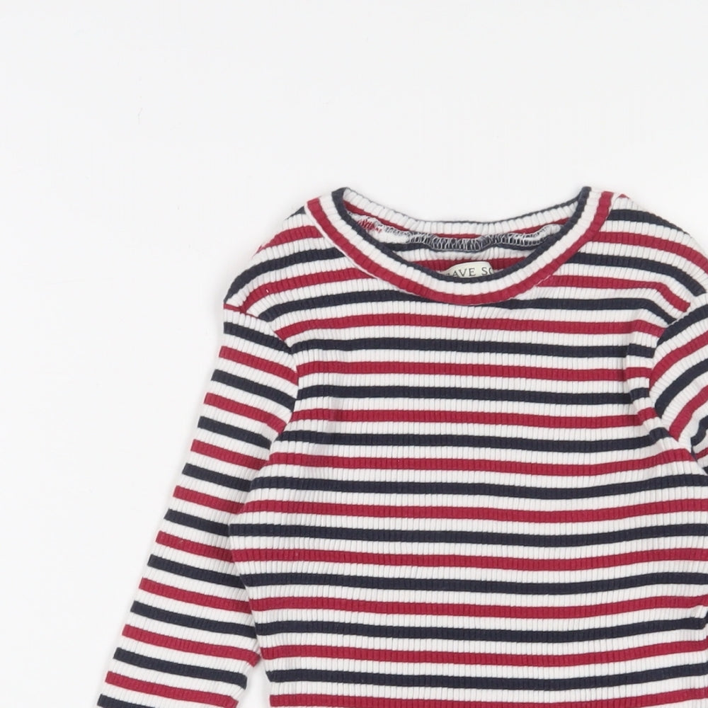 Brave Soul Womens Multicoloured Crew Neck Striped Cotton Pullover Jumper Size M - Stretch