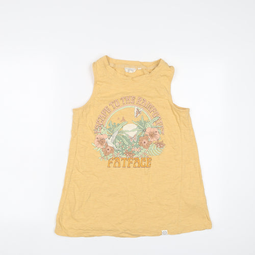 Fat Face Womens Yellow Cotton Basic Tank Size 8 Scoop Neck