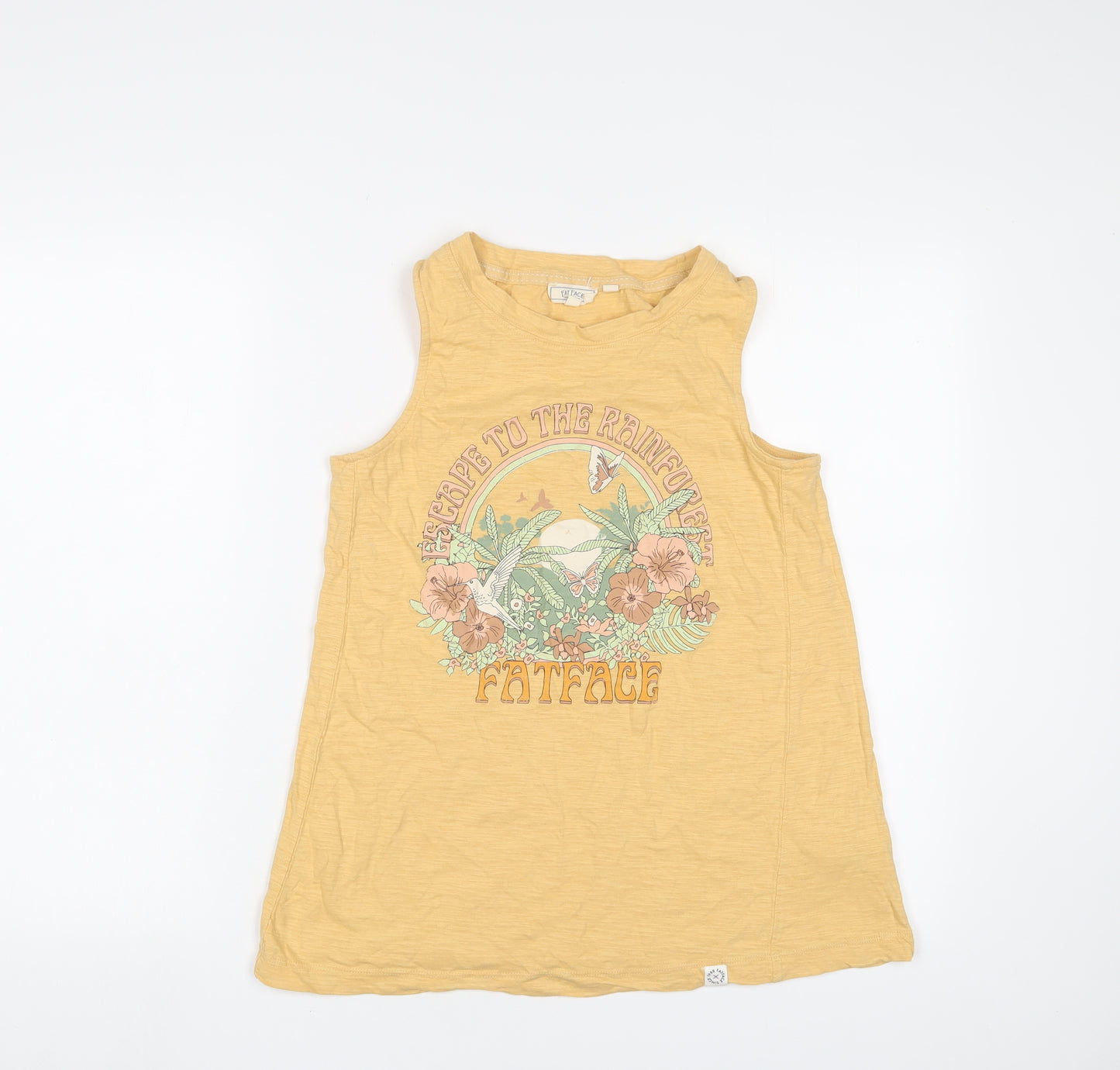 Fat Face Womens Yellow Cotton Basic Tank Size 8 Scoop Neck