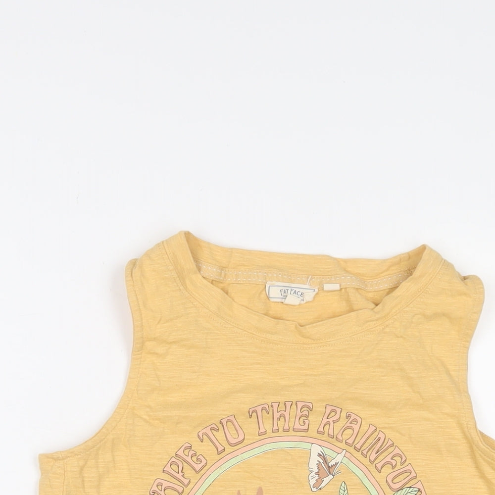 Fat Face Womens Yellow Cotton Basic Tank Size 8 Scoop Neck