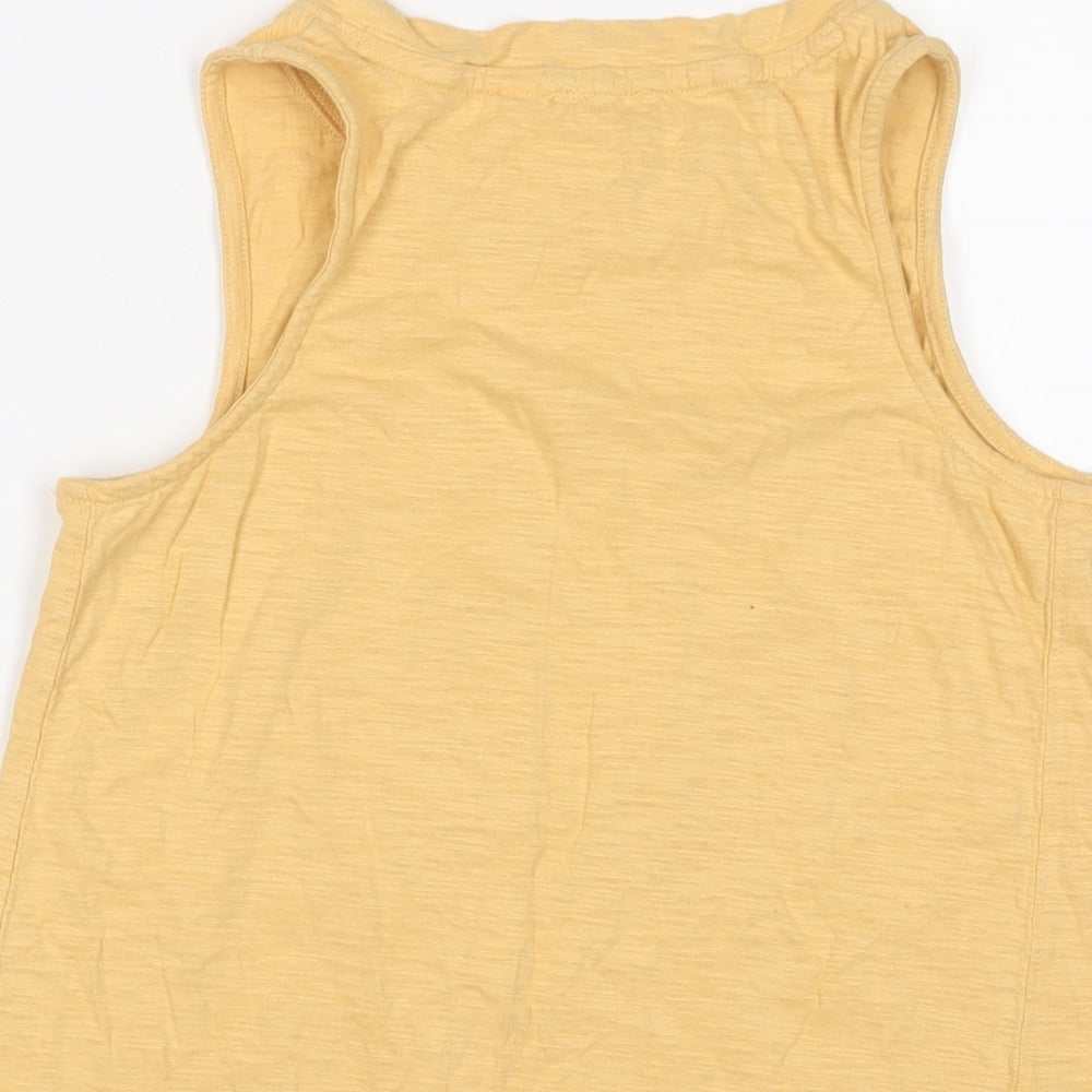 Fat Face Womens Yellow Cotton Basic Tank Size 8 Scoop Neck