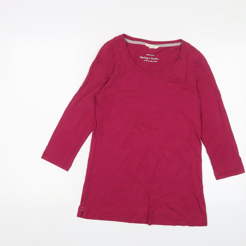 White Stuff Womens Purple Cotton Basic T-Shirt Size 10 Crew Neck
