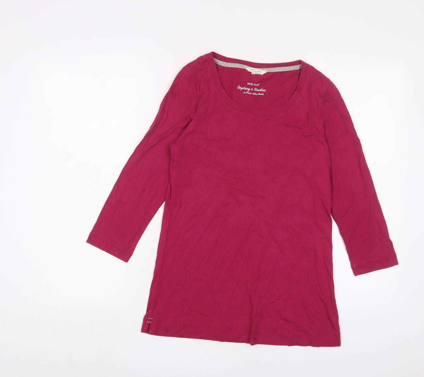White Stuff Womens Purple Cotton Basic T-Shirt Size 10 Crew Neck