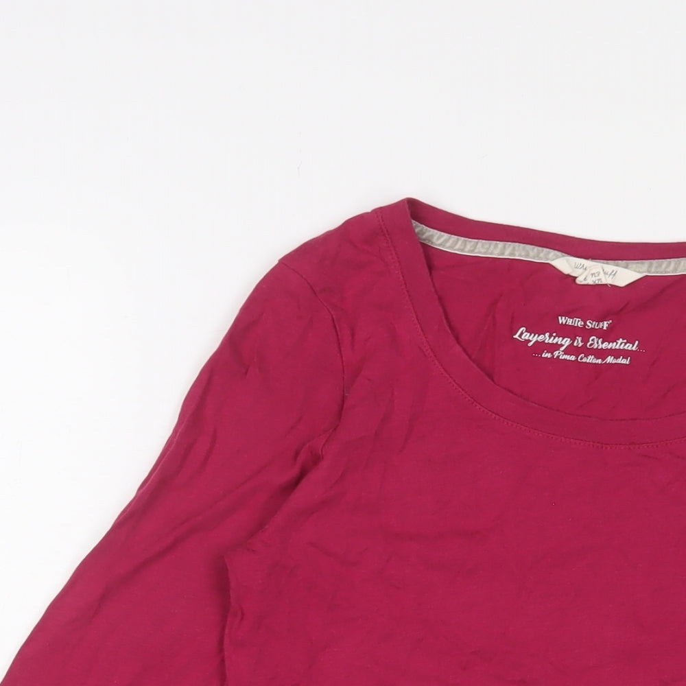 White Stuff Womens Purple Cotton Basic T-Shirt Size 10 Crew Neck