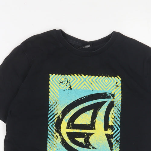 Animal Boys Black Cotton Basic T-Shirt Size 11-12 Years Crew Neck Pullover - Logo