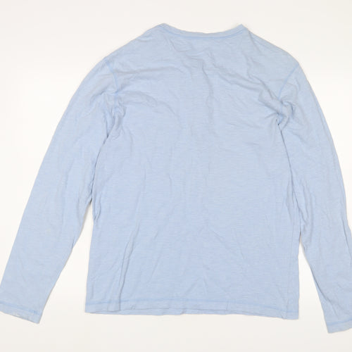 Gap Mens Blue Cotton T-Shirt Size L Henley