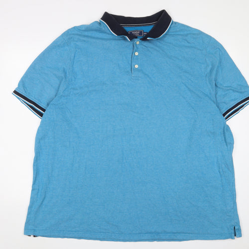 Maine Mens Blue Cotton Polo Size 4XL Collared Button