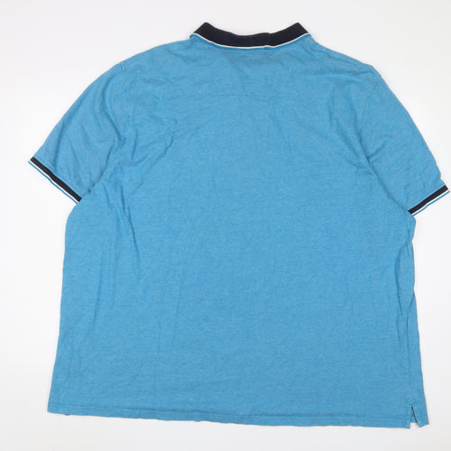 Maine Mens Blue Cotton Polo Size 4XL Collared Button