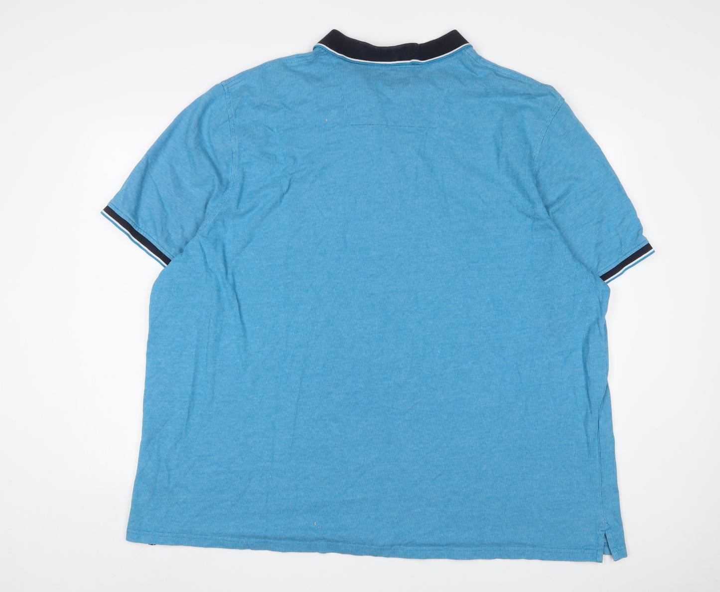 Maine Mens Blue Cotton Polo Size 4XL Collared Button