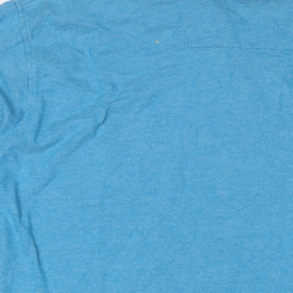 Maine Mens Blue Cotton Polo Size 4XL Collared Button