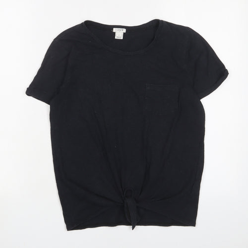 J.CREW Womens Black Cotton Basic T-Shirt Size S Crew Neck - Tie Front