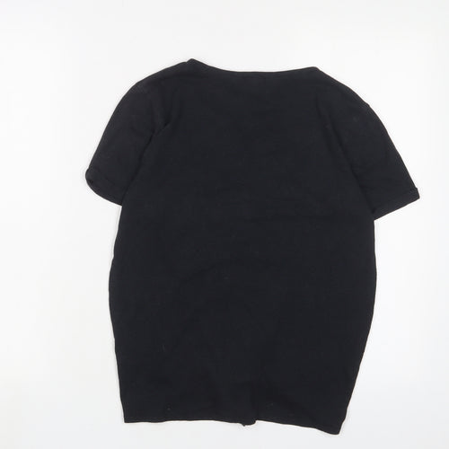 J.CREW Womens Black Cotton Basic T-Shirt Size S Crew Neck - Tie Front