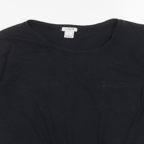 J.CREW Womens Black Cotton Basic T-Shirt Size S Crew Neck - Tie Front