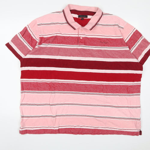 Pierre Cardin Mens Multicoloured Striped Cotton Polo Size 4XL Collared Button - Logo, Embroidered