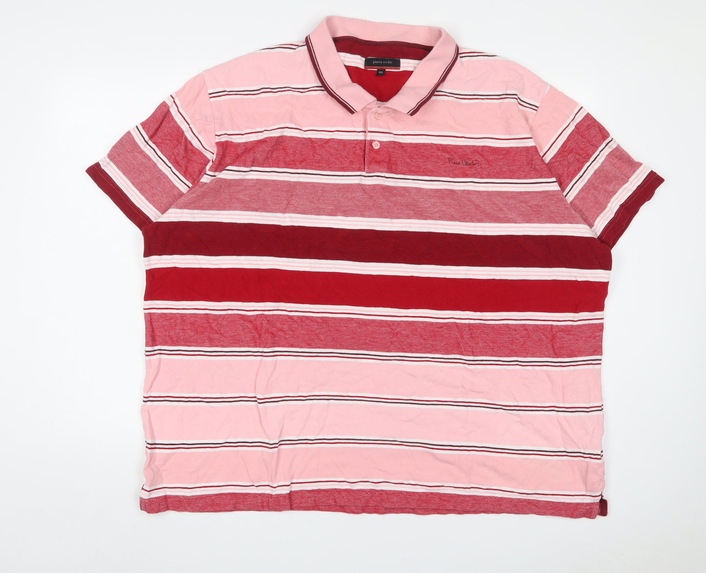 Pierre Cardin Mens Multicoloured Striped Cotton Polo Size 4XL Collared Button - Logo, Embroidered