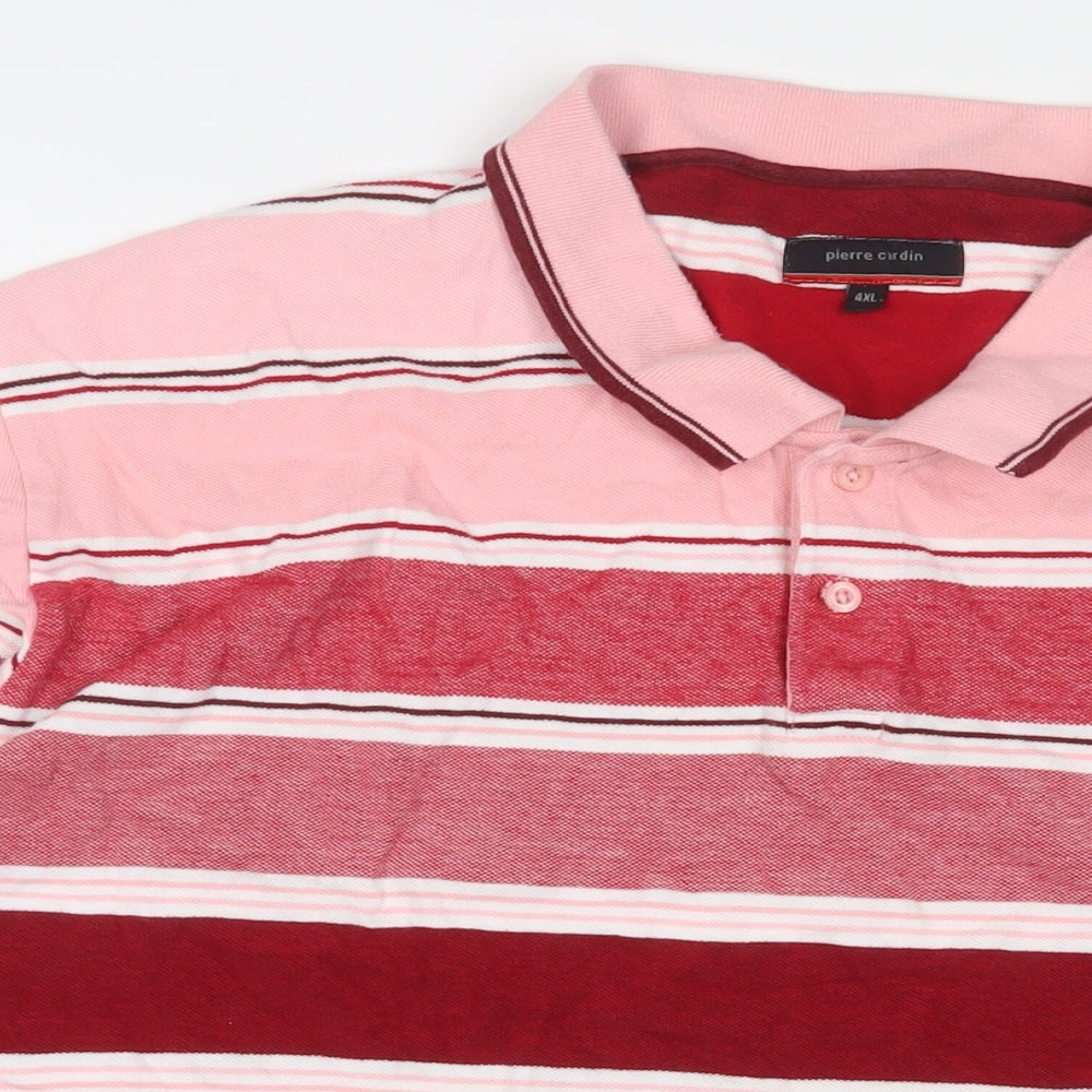 Pierre Cardin Mens Multicoloured Striped Cotton Polo Size 4XL Collared Button - Logo, Embroidered