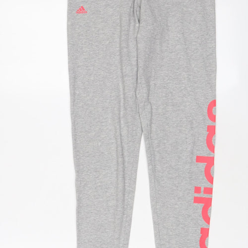 adidas Womens Grey Cotton Capri Leggings Size S L26 in - Logo