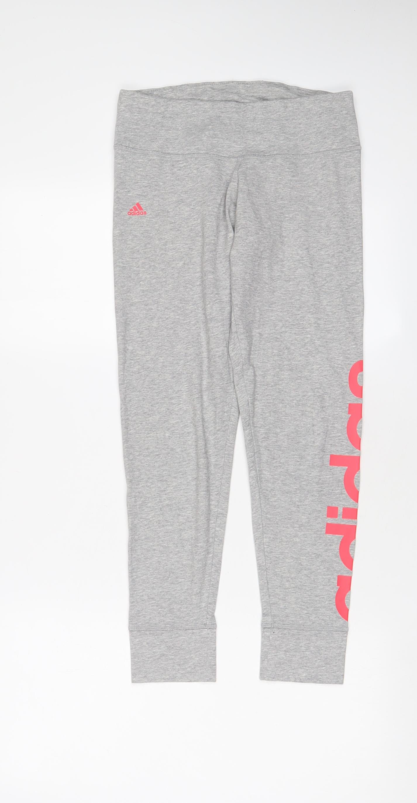 adidas Womens Grey Cotton Capri Leggings Size S L26 in - Logo