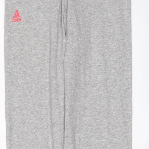 adidas Womens Grey Cotton Capri Leggings Size S L26 in - Logo