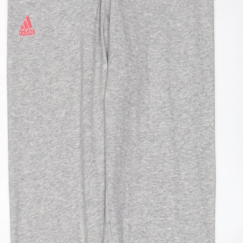 adidas Womens Grey Cotton Capri Leggings Size S L26 in - Logo