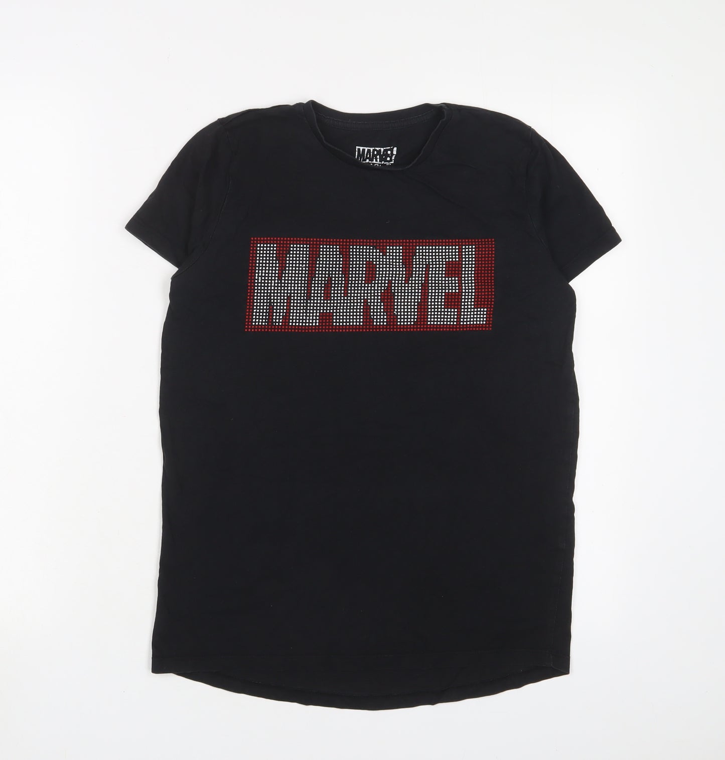 Marvel Boys Black Cotton Basic T-Shirt Size 11-12 Years Crew Neck Pullover