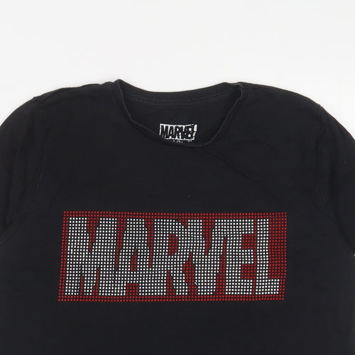 Marvel Boys Black Cotton Basic T-Shirt Size 11-12 Years Crew Neck Pullover