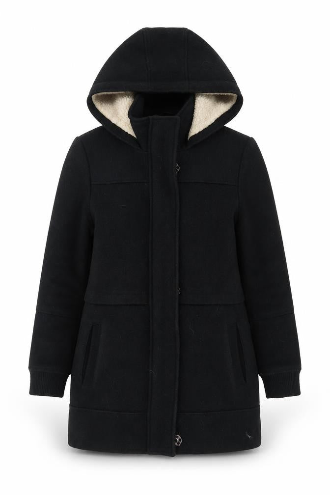 Front view of Topshop women’s green jacket coat, size UK 8, zip