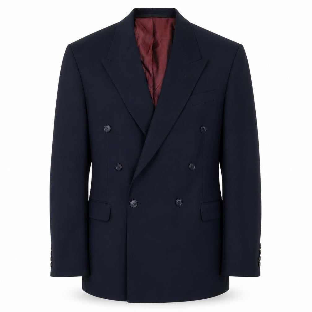 Front view of River Island men’s blue polyester jacket suit jacket, size 38, regular
