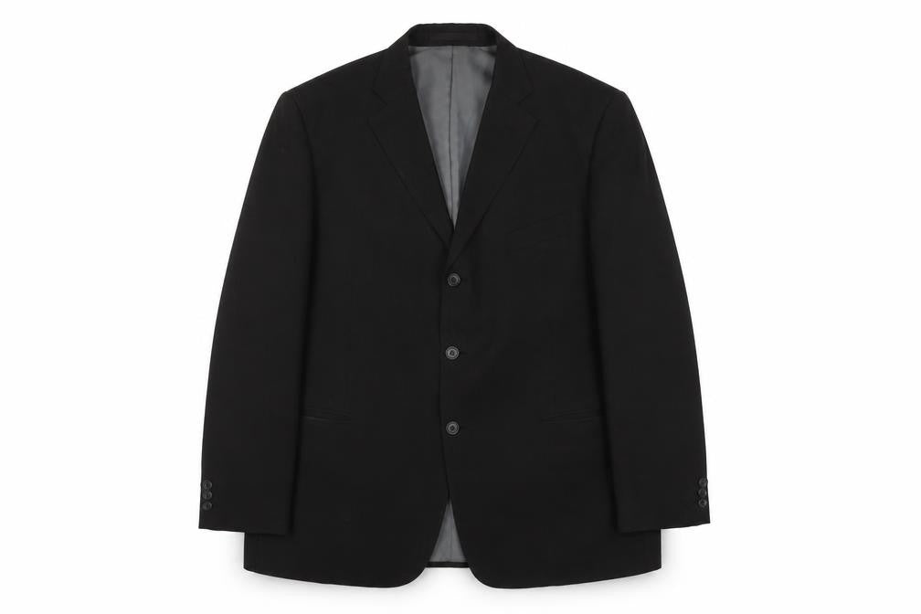 Front view of Marks & Spencer men’s grey polyester jacket suit jacket, size 44, regular